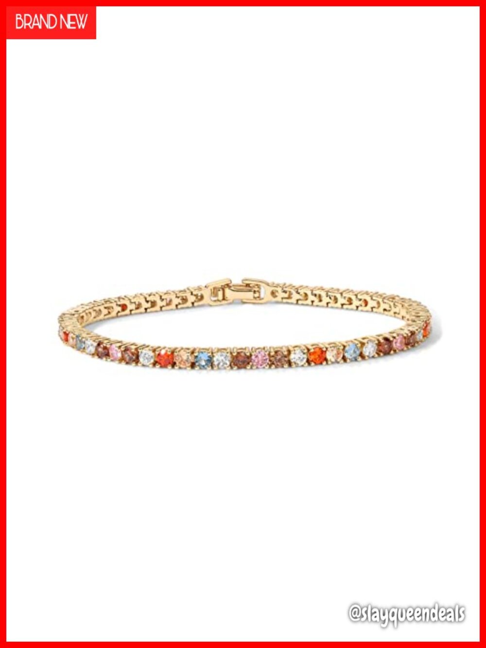 14K Gold Plated 3mm Multi CZ Tennis Bracelet Bohemian Cubic Zirconia